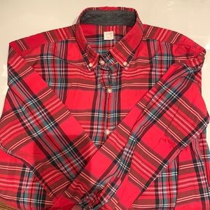 Crew Cuts holiday plaid button down boys shirt size 14Years